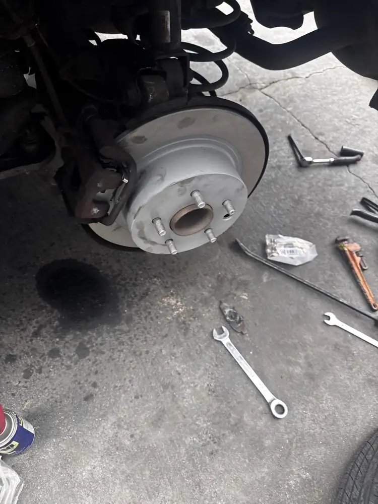 Brake rotor and hub down to bare metal